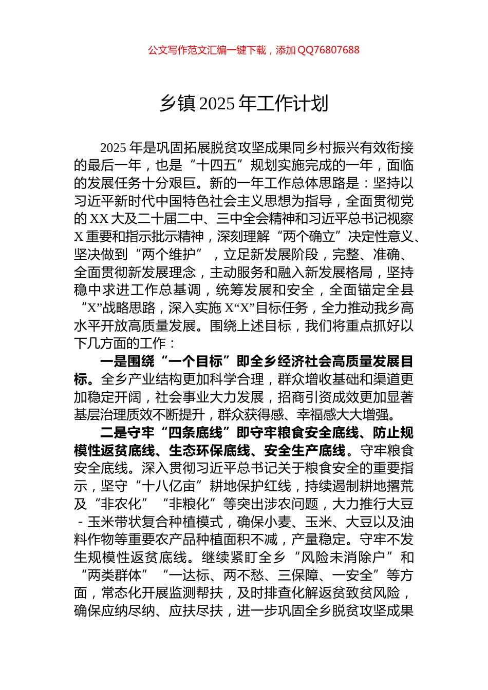 乡镇2025年工作计划_第1页