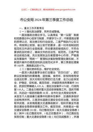 市公安局2024年第三季度工作总结 (2)