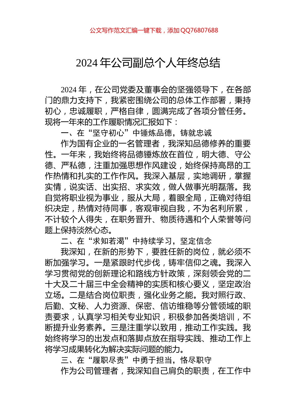 2024年公司副总个人年终总结_第1页