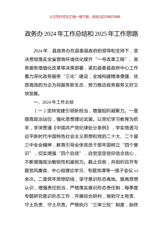 政务办2024年工作总结和2025年工作思路