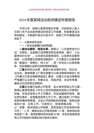 2024年度某局法治政府建设年度报告