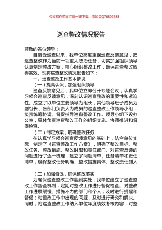 巡查整改情况报告