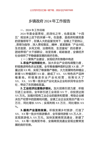 乡镇政府2024年工作报告