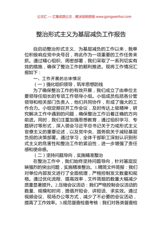 整治形式主义为基层减负工作报告 (2)