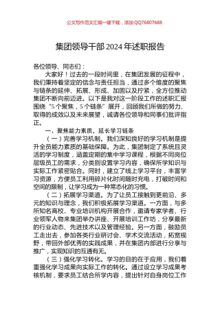 集团领导干部2024年述职报告