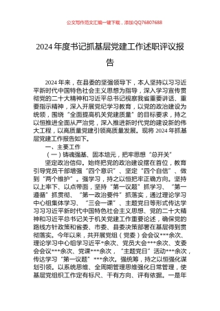 2024年度书记抓基层党建工作述职评议报告