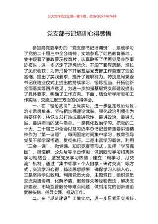 党支部书记培训心得感悟