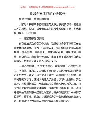 参加巡察工作的心得感悟