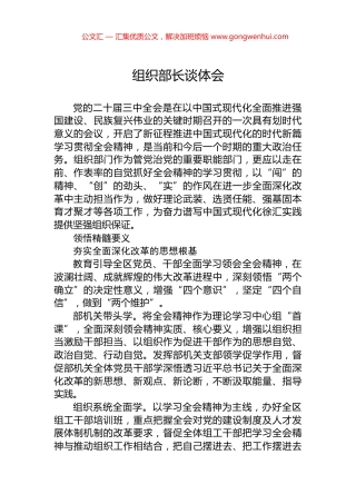 组织部长谈体会