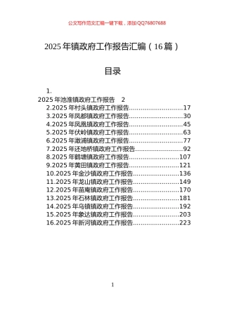 2025年镇政府工作报告汇编（16篇）