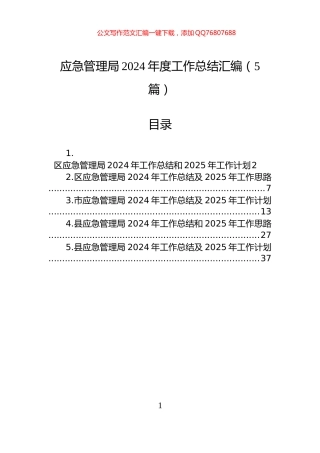 应急管理局2024年度工作总结汇编（5篇）