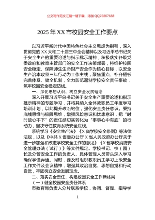 2025年XX市校园安全工作要点