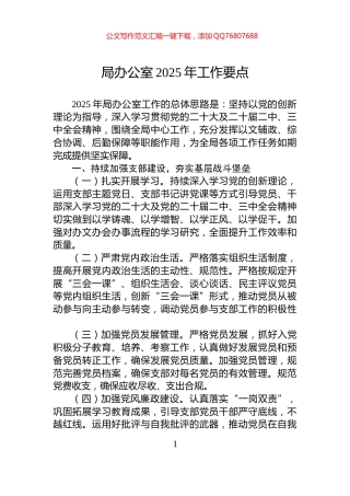 局办公室2025年工作要点