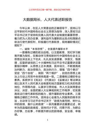 大数据局长、人大代表述职报告