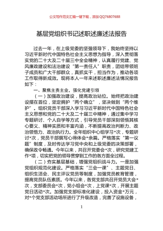 基层党组织书记述职述廉述法报告