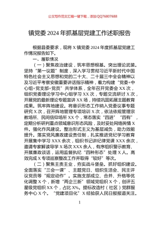 镇党委2024年抓基层党建工作述职报告