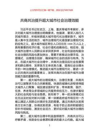 共商共治提升超大城市社会治理效能