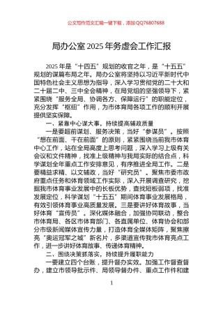 局办公室2025年务虚会工作汇报