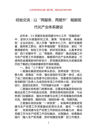 经验交流：以“两服务、两提升”+赋能现代化产业体系建设