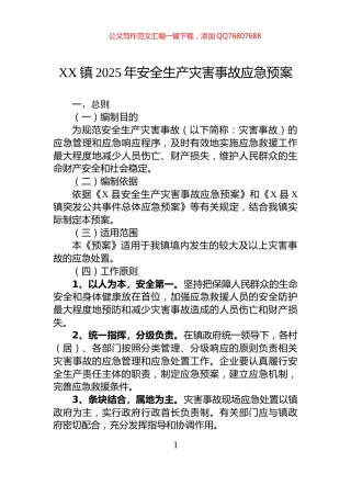 XX镇2025年安全生产灾害事故应急预案