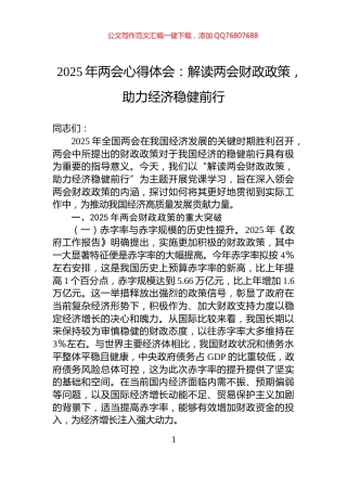 2025年两会心得体会：解读两会财政政策，助力经济稳健前行