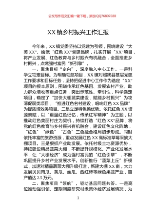 XX镇乡村振兴工作汇报