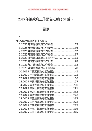 2025年镇政府工作报告汇编（37篇）