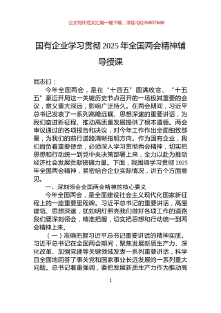 国有企业学习贯彻2025年全国两会精神辅导授课