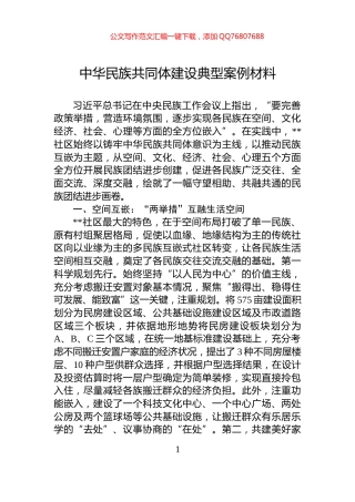 中华民族共同体建设典型案例材料