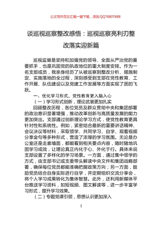 谈巡视巡察整改感悟：巡视巡察亮利刃整改落实迎新篇