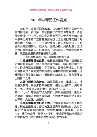 2025年共青团工作要点