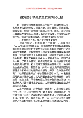 县党建引领高质量发展情况汇报