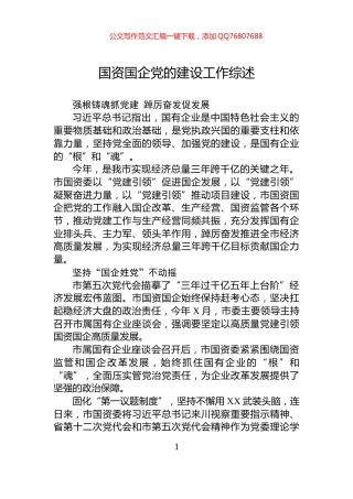 国资国企党的建设工作综述