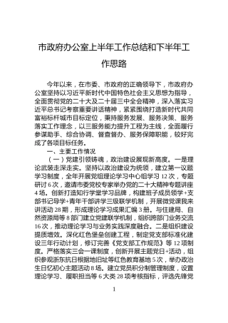 市政府办公室上半年工作总结和下半年工作思路
