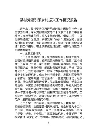 某村党建引领乡村振兴工作情况报告