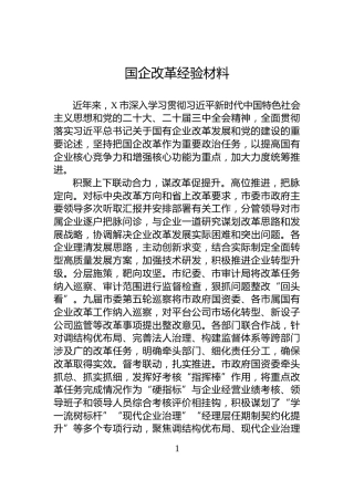 国企改革经验材料