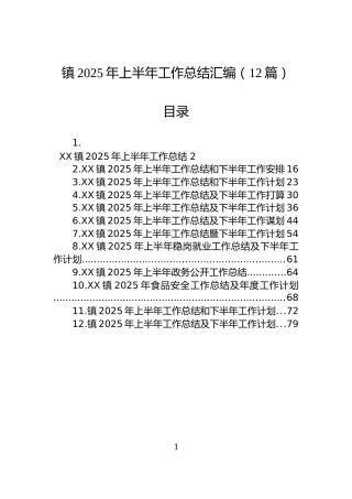 镇2025年上半年工作总结汇编（12篇）