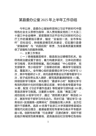 某县委办公室2025年上半年工作总结