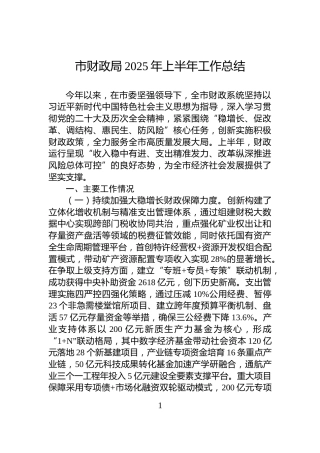 市财政局2025年上半年工作总结