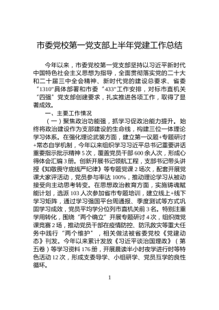 市委党校第一党支部上半年党建工作总结