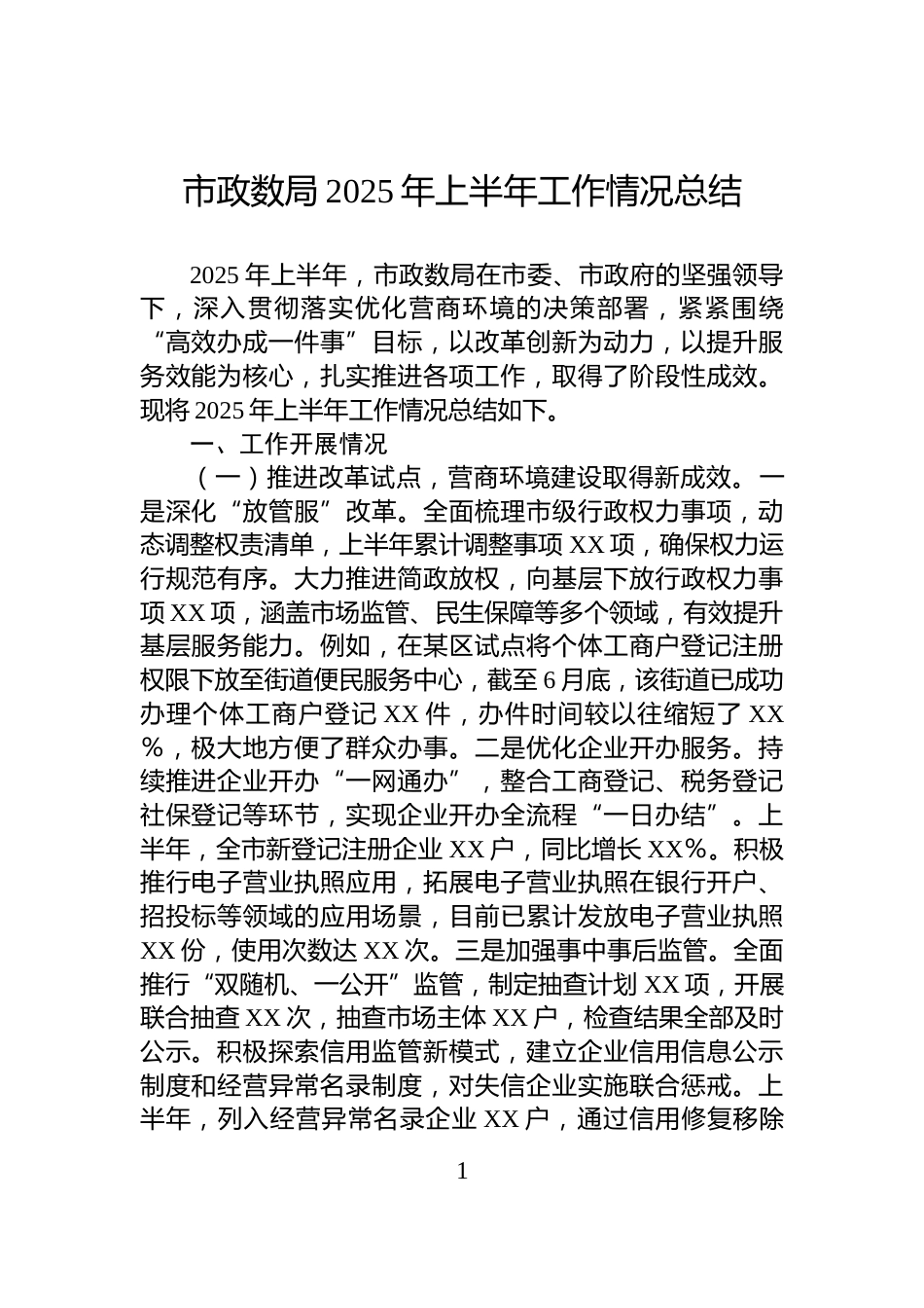 市政数局2025年上半年工作情况总结_第1页