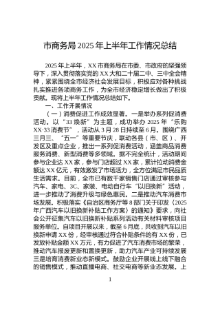 市商务局2025年上半年工作情况总结