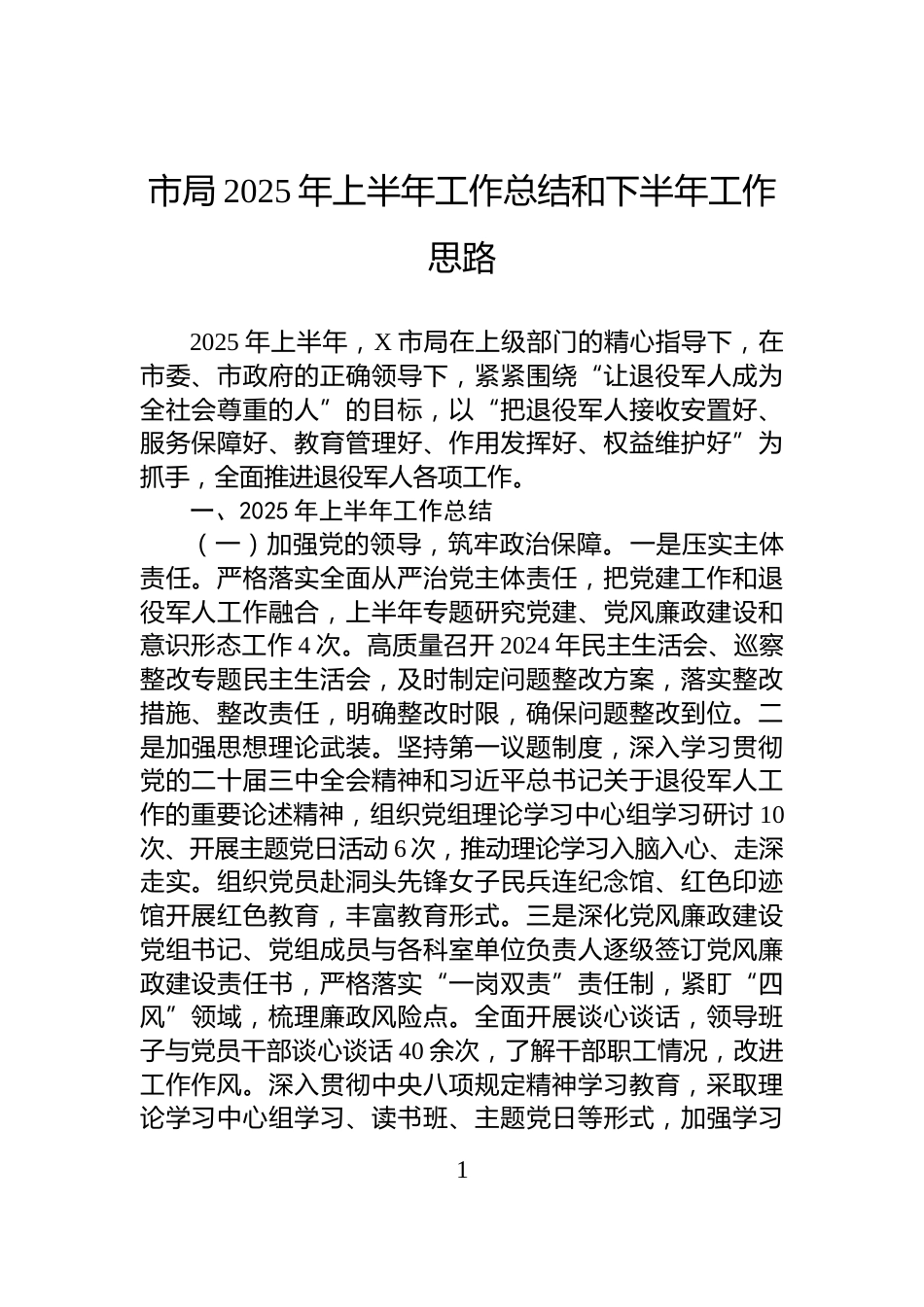 市局2025年上半年工作总结和下半年工作思路_第1页