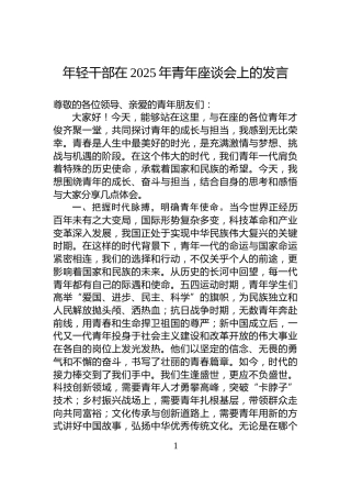 年轻干部在2025年青年座谈会上的发言