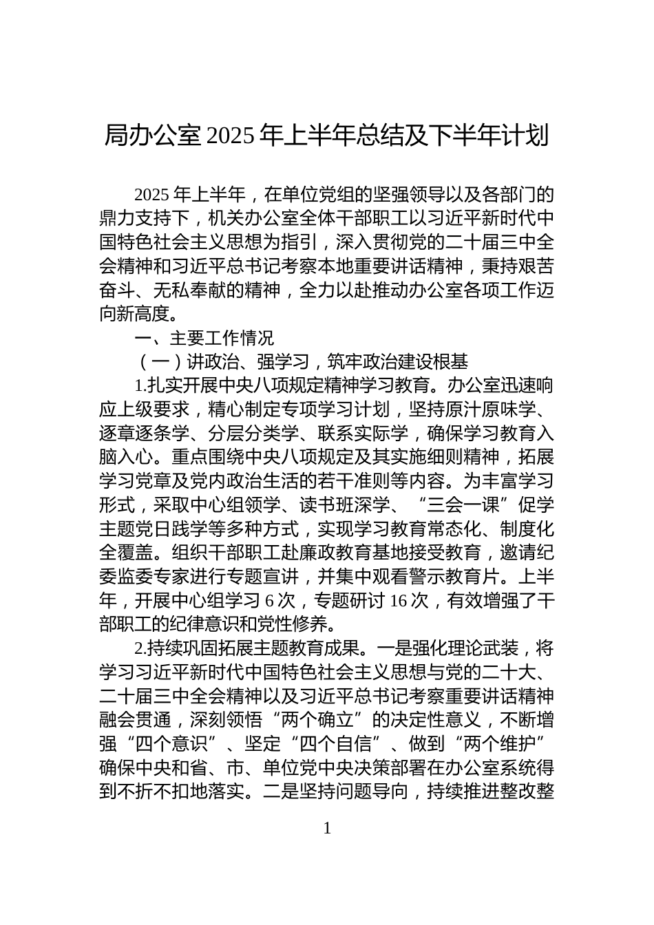 局办公室2025年上半年总结及下半年计划_第1页