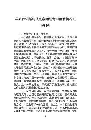 县殡葬领域腐败乱象问题专项整治情况汇报材料