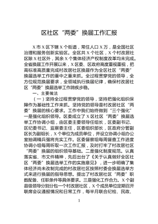 区社区“两委”换届工作汇报
