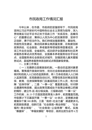 市民政局工作情况汇报