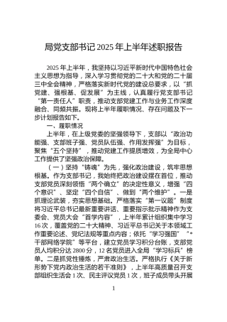 局党支部书记2025年上半年述职报告