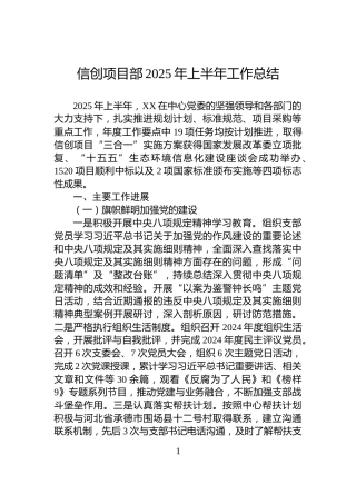 信创项目部2025年上半年工作总结